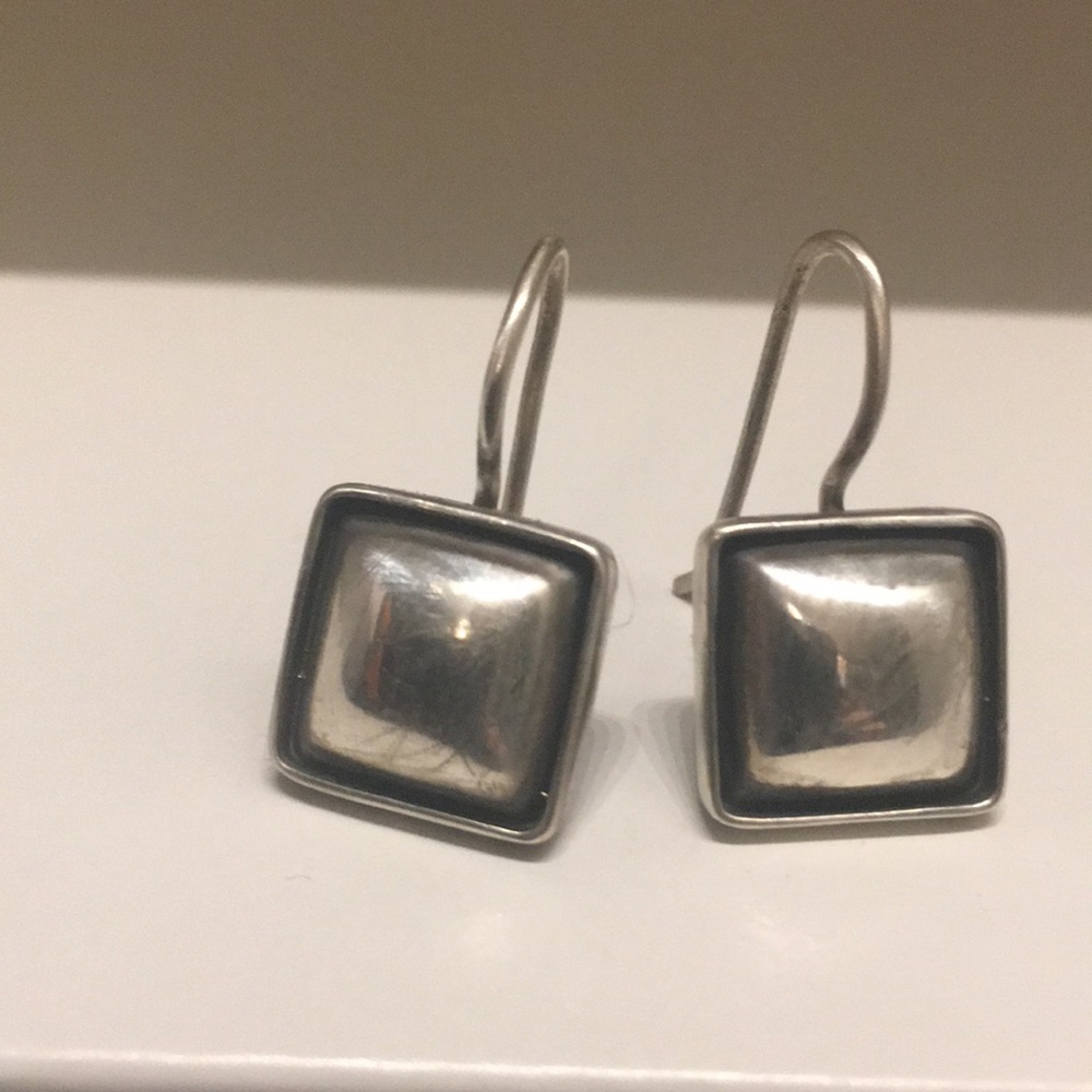 Silpada sterling silver square patina earrings